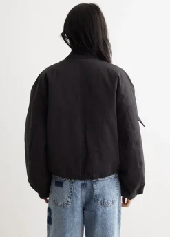Light Twill Oversized Short Bomber Jacket