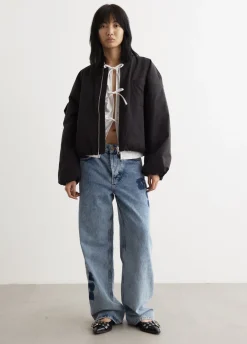 Light Twill Oversized Short Bomber Jacket