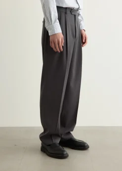 Light Wool Max Gabardine Two-Tuck Slacks