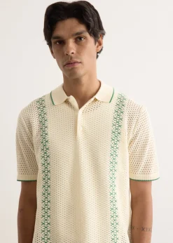 Mesh Stripe Knit Polo