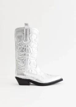 Mid Shaft Embroidered Western Boots