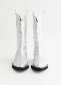 Mid Shaft Embroidered Western Boots