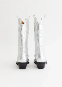 Mid Shaft Embroidered Western Boots