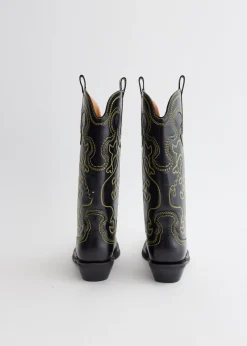 Mid Shaft Embroidered Western Boots