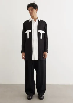Monochrome Panel Tuck Collar Shirt