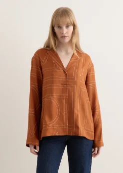 Monogram Silk Pj Top