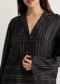 Monogram Silk Pj Top