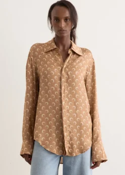 Moon Satin Button Down Shirt