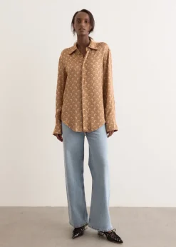 Moon Satin Button Down Shirt