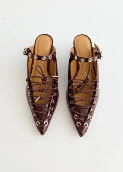 Oleatex Eyelets Lace Up Mules