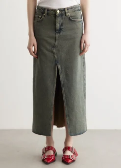 Overdyed Heavy Denim Maxi Skirt
