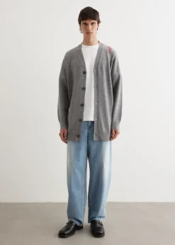 Oversized Embroidered Logo Cardigan