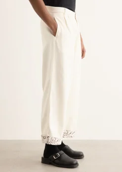 Paisley Embroidered Cuff Trousers