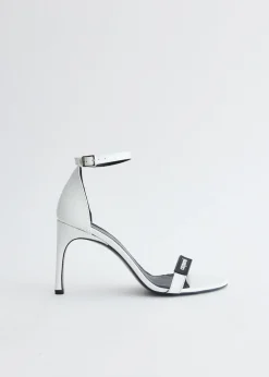 Patent Skinny Strap Logo Sandals