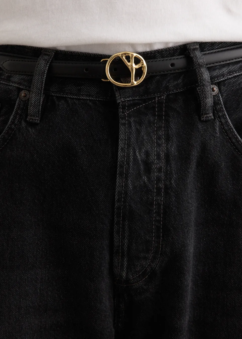 Peace Buckle Narrow Belt