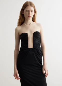 Plunge Strapless Column Dress