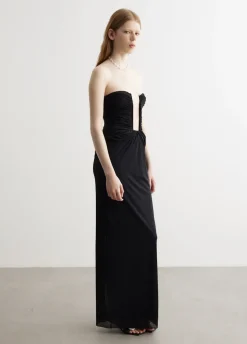 Plunge Strapless Column Dress