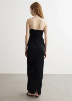 Plunge Strapless Column Dress