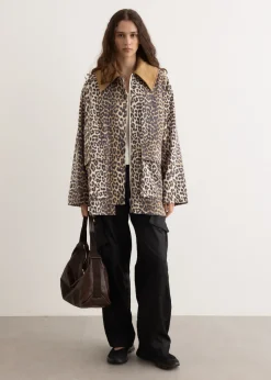 Printed Canvas Midi Jacket