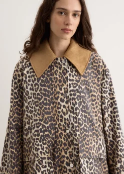 Printed Canvas Midi Jacket