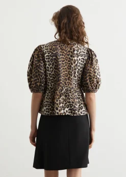 Printed Cotton Poplin Peplum Blouse