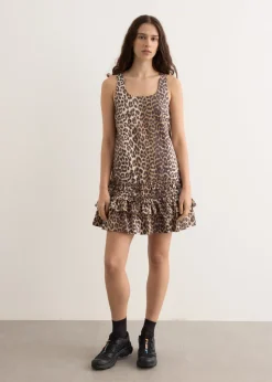 Printed Cotton Poplin U-Neck Mini Dress