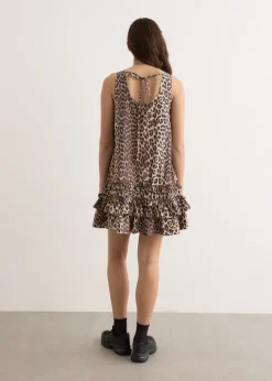 Printed Cotton Poplin U-Neck Mini Dress