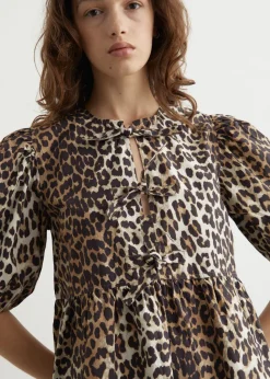 Printed Cotton Tie String Mini Dress