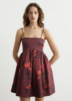 Printed Double Satin Strap Mini Dress