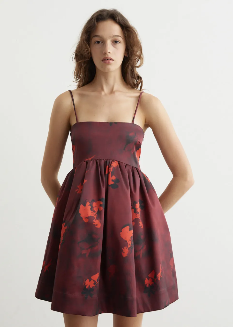 Printed Double Satin Strap Mini Dress