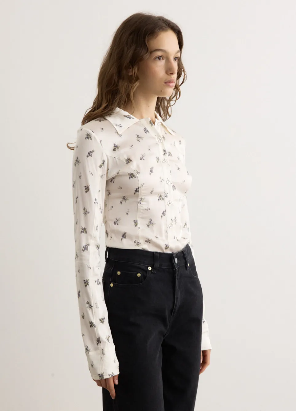 Printed Satin Button Down Bodystocking