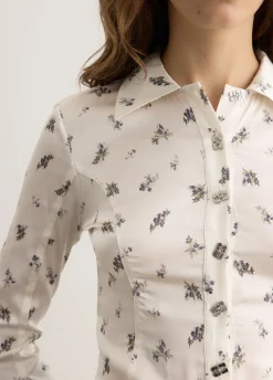 Printed Satin Button Down Bodystocking