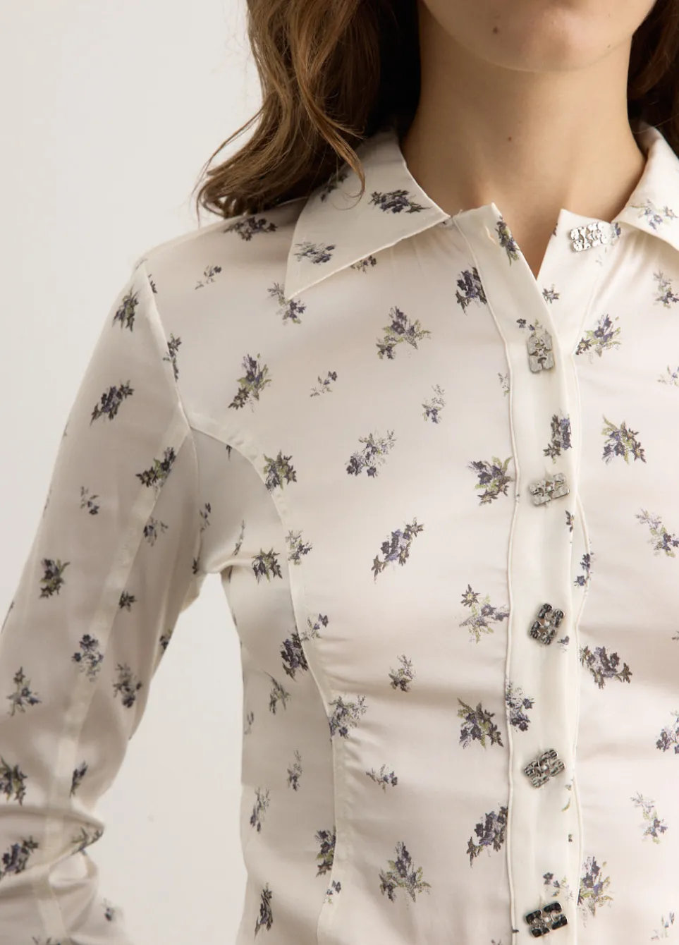 Printed Satin Button Down Bodystocking