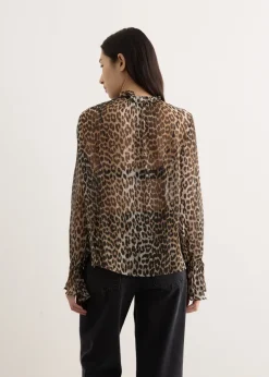 Printed Viscose Chiffon Tie String Shirt