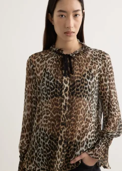 Printed Viscose Chiffon Tie String Shirt
