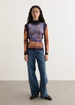 Recycled Draped Statue Jersey Highneck Top