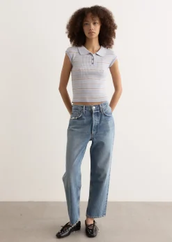 90's Crop Mid Rise Loose Straight Jeans