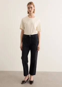 90's Crop Mid Rise Loose Straight Jeans