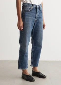 90's Crop Mid Rise Loose Straight Jeans