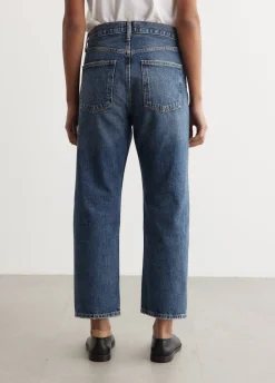 90's Crop Mid Rise Loose Straight Jeans