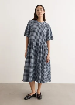 Seersucker Check Midi Dress