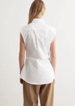 Shaped Poplin Sleeveless Shirt