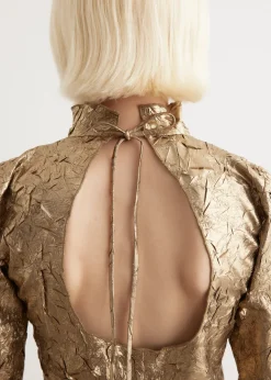 Shibori Pleat Back Cutout Top