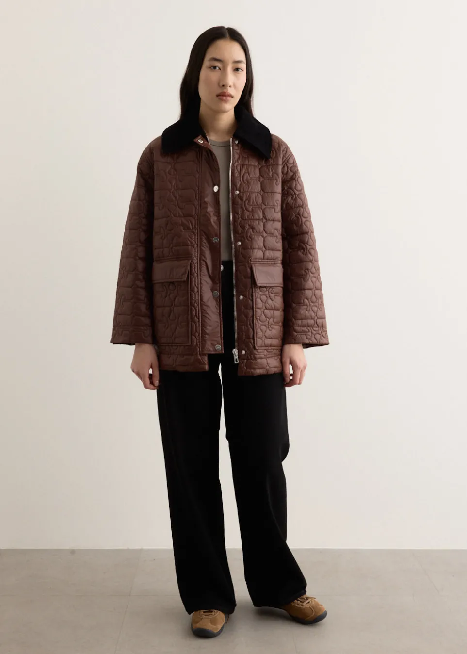 Shiny Quilt Midi Jacket