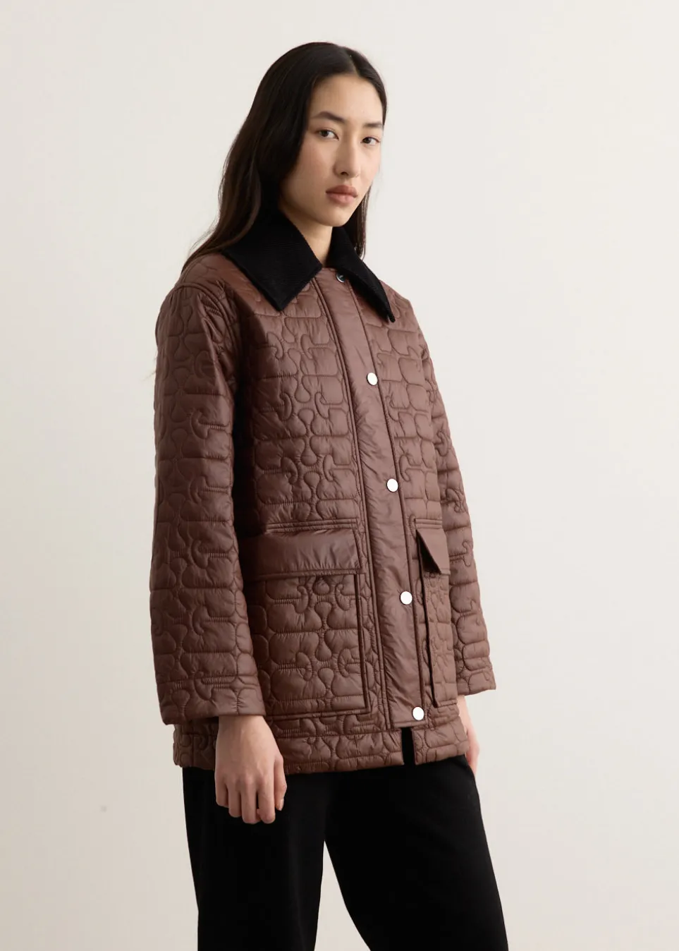 Shiny Quilt Midi Jacket