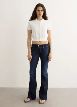 Short Sleeve Polo Cardigan With Embroidered Logo