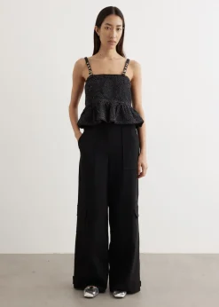 Solid Twill Suiting Cargo Pants