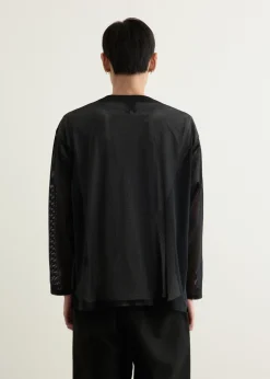 S.S. V Neck Knit Mesh Cardigan