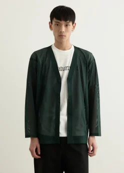 S.S. V Neck Knit Mesh Cardigan