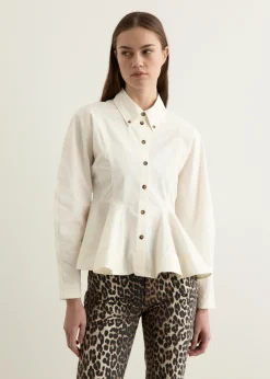 Stretch Cotton Peplum Shirt